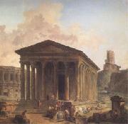 ROBERT, Hubert The Maison Carre at Nimes with the Amphitheater and the Magne Tower (mk05) oil painting reproduction